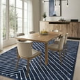 thumbnail image 1 of Hasoo Washable Area Rug 5' x 7' Rug for Dining Room Modern Indoor Striped Geometrical Carpet, Blue, 1 of 7