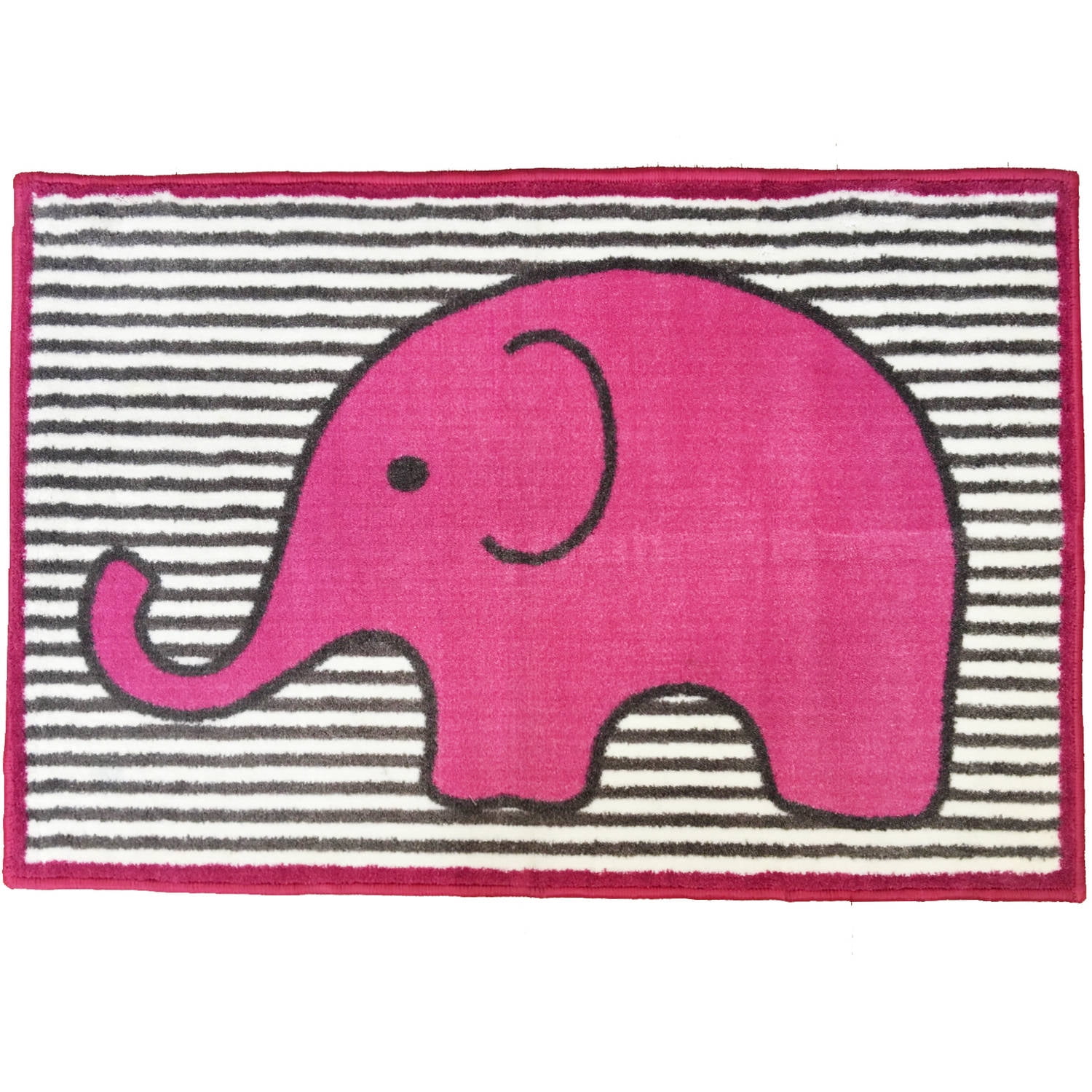 Bacati Elephants Rug 24 x 36 inches Nylon with nonskid backing, Pink