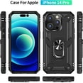 thumbnail image 2 of iPhone 14 Pro Phone Case, Extreme Protection Military Armor Dual Layer Protective Ring Kickstand Black, 2 of 16