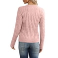 thumbnail image 4 of Langwyqu Fall Winter Women Long Sleeve Cable Knit Sweater Pullover, 4 of 5