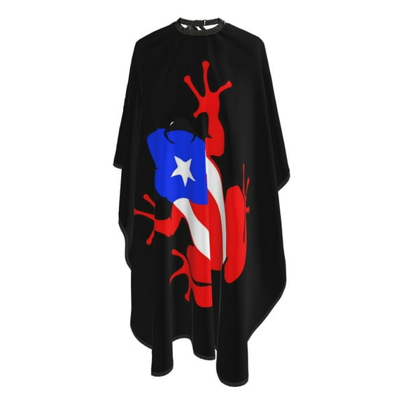 Puerto Rico Flag Frog Salon Barber Cape - Professional Hairdressing Waterproof Hair Cutting Cape With Adjustable Snap Closure-Haircut Apron For Hair Stylist And Home Use-55''X66''