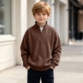 thumbnail image 4 of LOINRODI Boys Quarter Zip Waffle Knit Sweater Long Sleeve Soft Stand Collar Fashion School Outdoor Pullover Brown 3 Years, 4 of 9