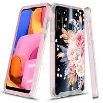 Samsung Galaxy A01 Case, KAESAR Graphic Design Shockproof Impact Resistant Protective Full-Body Rugged Clear Hybrid Bumper Case for Samsung Galaxy A01 (Pink Flower)