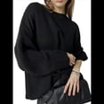 thumbnail image 3 of Suéter de Punto Holgado con Cuello Redondo y Color Liso para Mujer, Ideal para Otoño e Invierno. Negro M, 3 of 10
