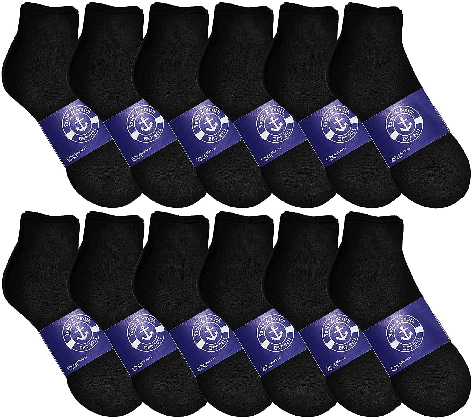 300 Pairs Mens & Womens Quarter Ankle Socks, Cotton, Cheapest Ankle Sock, Donation Homeless, Light weight Bulk Case Wholesale (300 Pairs Women Black)