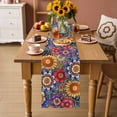 thumbnail image 2 of Boho Blue Flower Table Runner 72 Inches, Spring Bohemia Chic Red Yellow Floral Bed Runner Dresser Scarves Tabletop for Indoor Outdoor Parties/Ceremony/Banquet, 18" x 72", 2 of 8