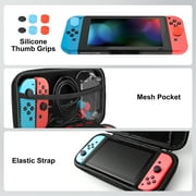 TSV Carrying Case Fit for Nintendo Switch, 14-in-1 Accessories Bundle with Protective Travel Pouch, Clear Cover Case, Screen Protector, Thumb Grips Caps