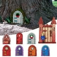 thumbnail image 2 of Miniature Elf Door Gnome Door Garden Decoration Miniature Door For Outdoor Tree Decoration Craft, 2 of 5
