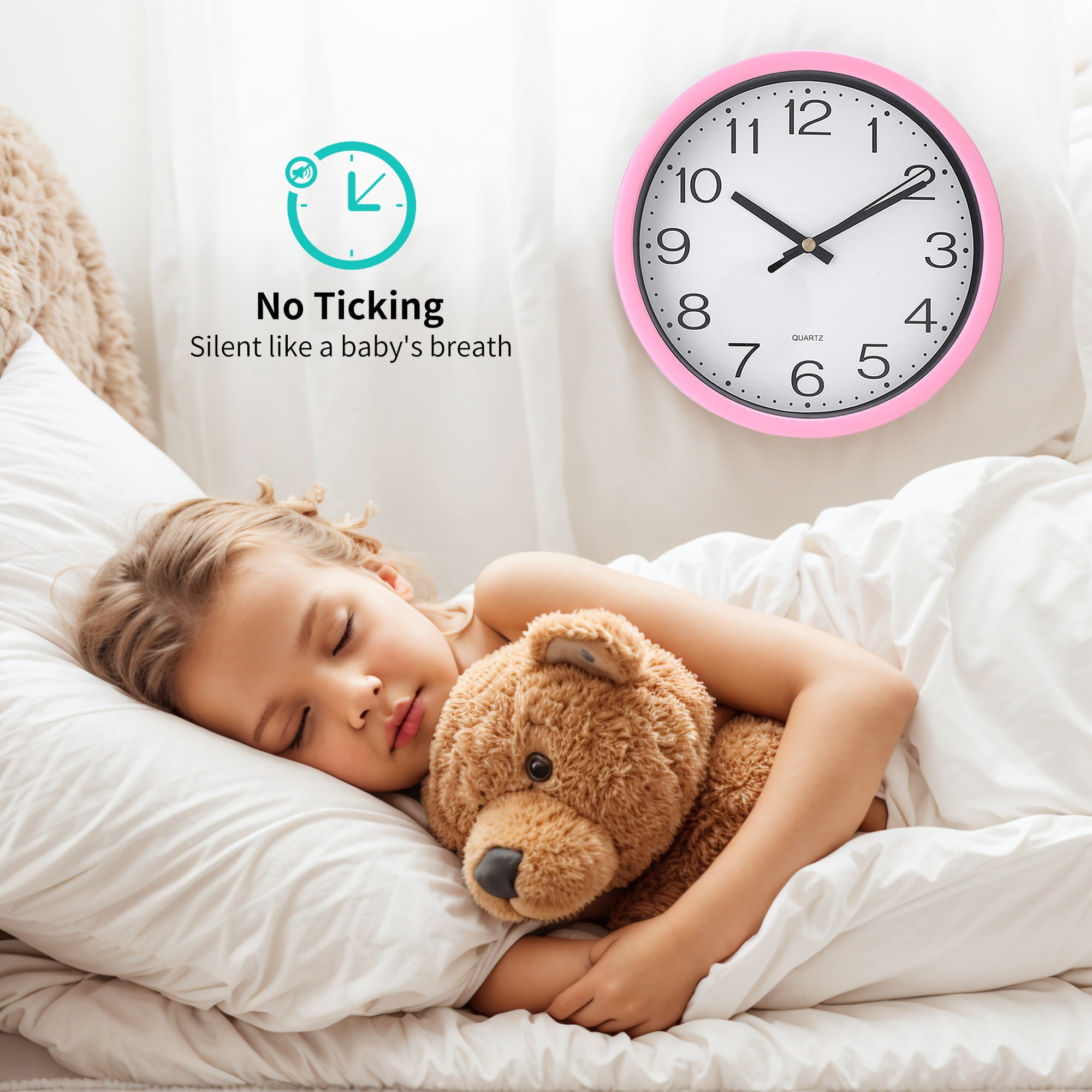 Unique Bargains Silent Non Ticking Battery Operated Modern Wall Clocks White