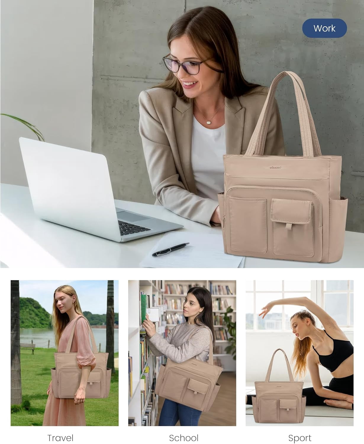 LOVEVOOK Tote Bag For Women,Laptop Work Totes Bags For Women With Multiple Pockets,Teacher Nurse Work Travel Tote Bag