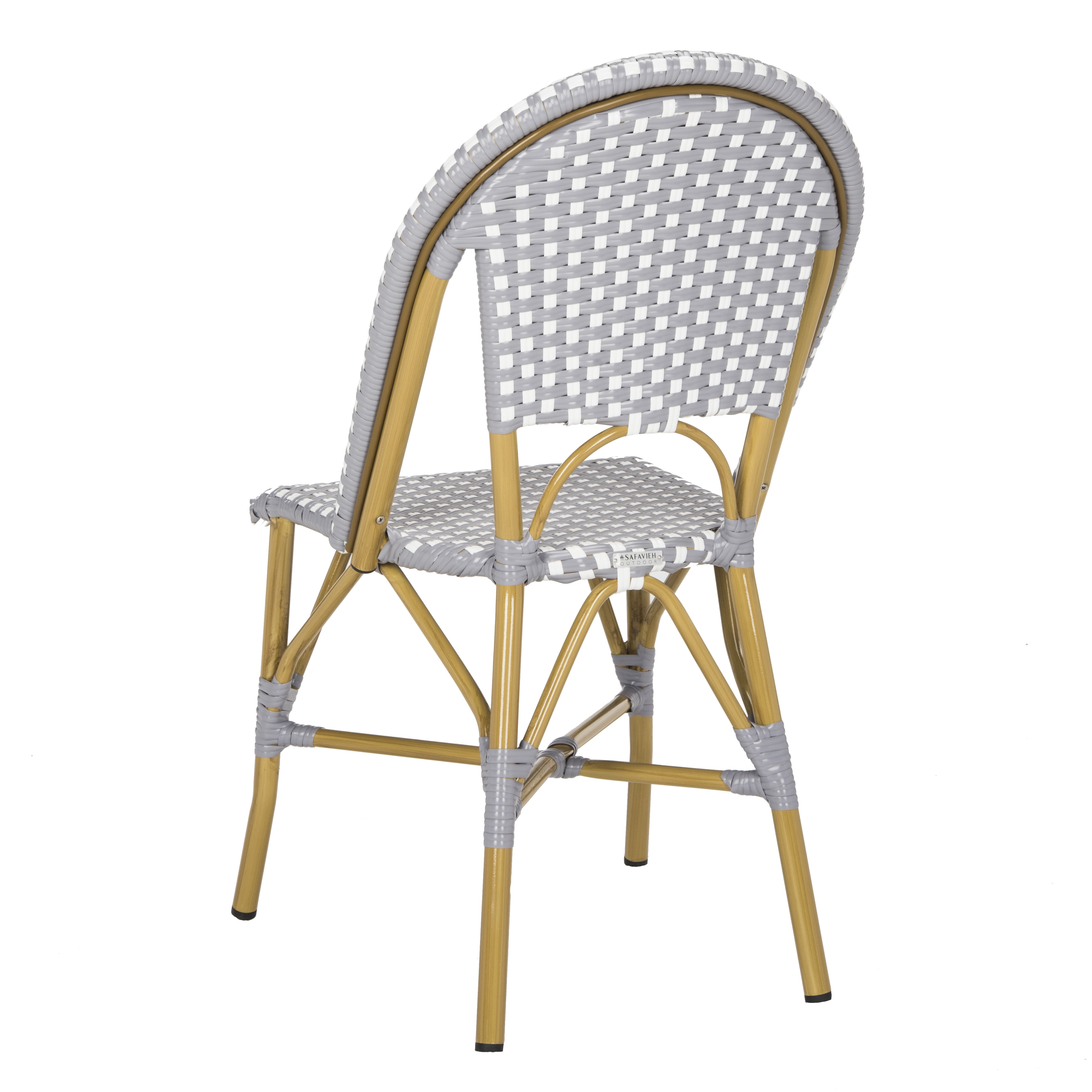 Safavieh Salcha Outdoor French Bistro Side Chair, Set of 2-Grey/White