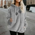 thumbnail image 4 of Women's Hoodies Casual Fleece Sweatshirts Graphic Shirt Floral Oversized Long Sleeve Fuzzy Sweatshirt Printed Tops (L, Gray), 4 of 4