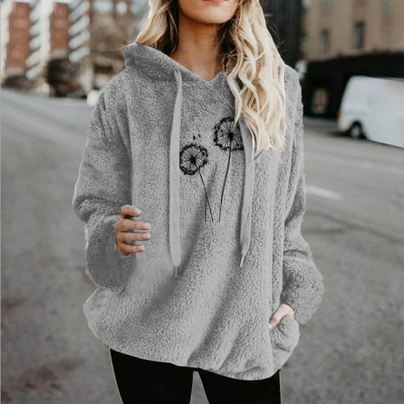 Levmjia Womens Sweatshirts Long Sleeve Crewneck Cotton Casual Solid Color Pullover Tops Letters Printed Pocket Drawstring For Soft Comfortable Everyday Wear