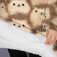 thumbnail image 3 of Oversized Wearable Blanket Hoodie,Cute Hedgehog Pattern Sherpa Blanket Hoodie with Super Pockets,Super Warm Fuzzy Pullover for Women & Men, 3 of 6
