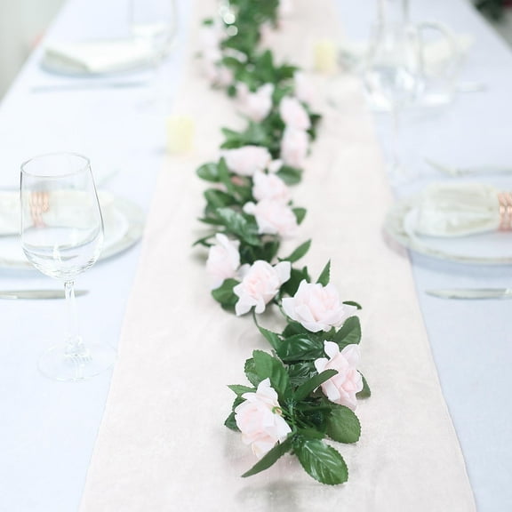 Balsa Circle 6 ft 3D Chain Silk Rose Garlands Wedding Supply - Blush