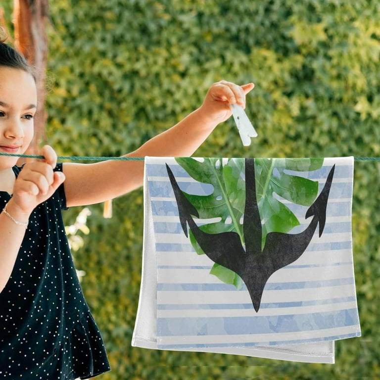 Palm Leaves Anchor Hand Towels Watercolor Blue Strip Kitchen Towel Ultra Soft and Absorbent Decorative Fingertip Face Towel for Bathroom Hotel 2 PCS 28.3 x 14.4 Walmart
