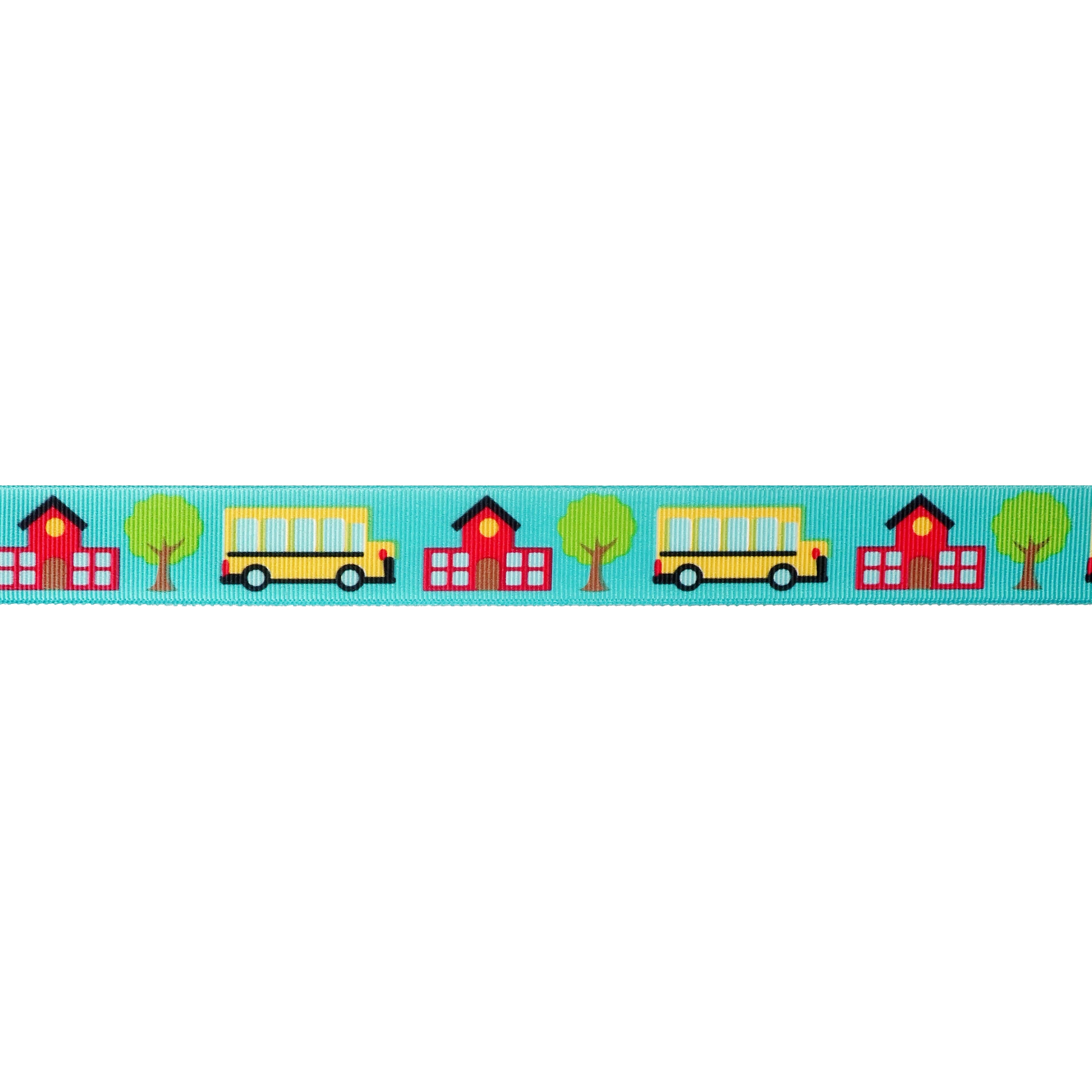 Celebrate It 7/8" x 5yd. Blue, Yellow & Red Pattern Grosgrain School Bus Ribbon - Non-Wired with Woven Selvage, Polyester, Ideal for Gift Wrapping, Baskets & Back-to-School Crafts, 12 Pack
