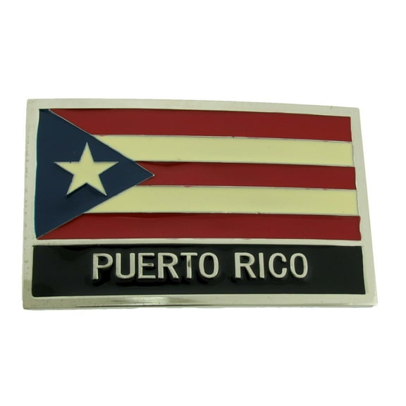Puerto Rico United States Belt Buckle Silver Metal Flag Mens Western Rodeo New