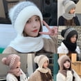 thumbnail image 3 of Lispipm Women Scarf Hats Set Earflap Warm Winter Windproof Knitted Beenie and Long Neckerchief Integrated for Outdoor White, 3 of 4