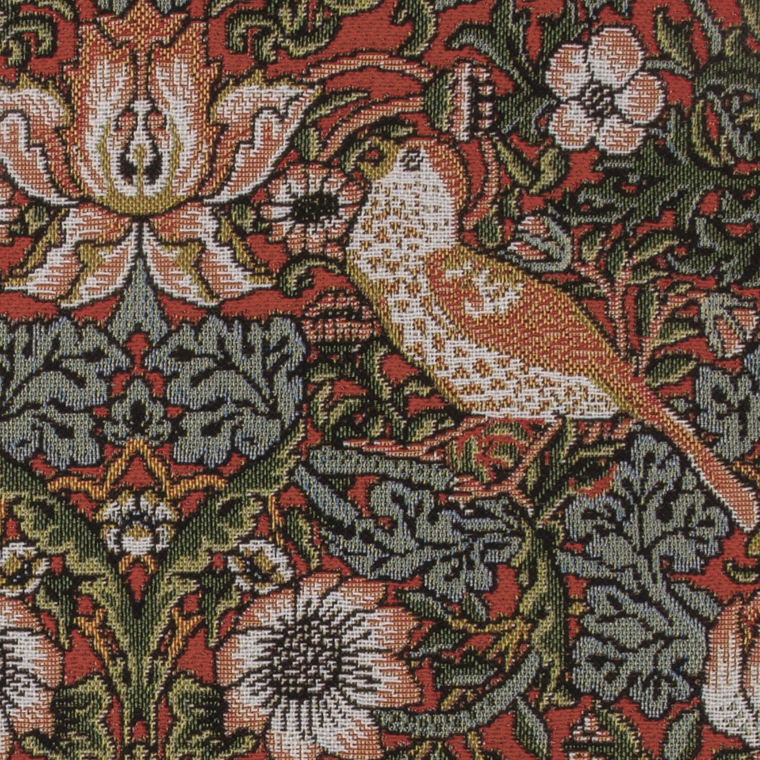 STPgoods William Morris Red Birds Tapestry Throw Pillow with Insert 18x18" (45x45 cm) Decorative Couch and Sofa Cushion for Living Room Bedroom Square Pillowcase