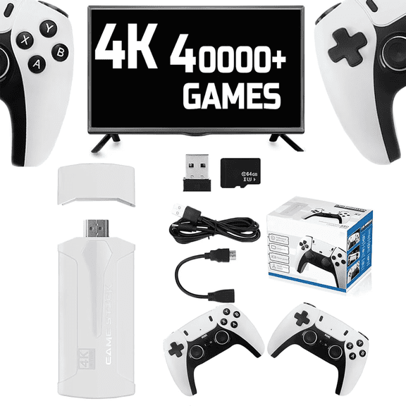 Retro Console, Retro 4k Gaming Stick Pro, Retro Console Gamepad Controller for Boy Gift, Home Game, Entertainment (64)