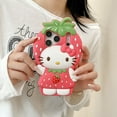thumbnail image 4 of Cute Strawberry Kitty 3D Silicone Cartoon Girly Phone Case Shockproof Protective Cover for iPhone 17 16 Pro Max 17 Air 11 12 13 14 15 Plus, 4 of 9