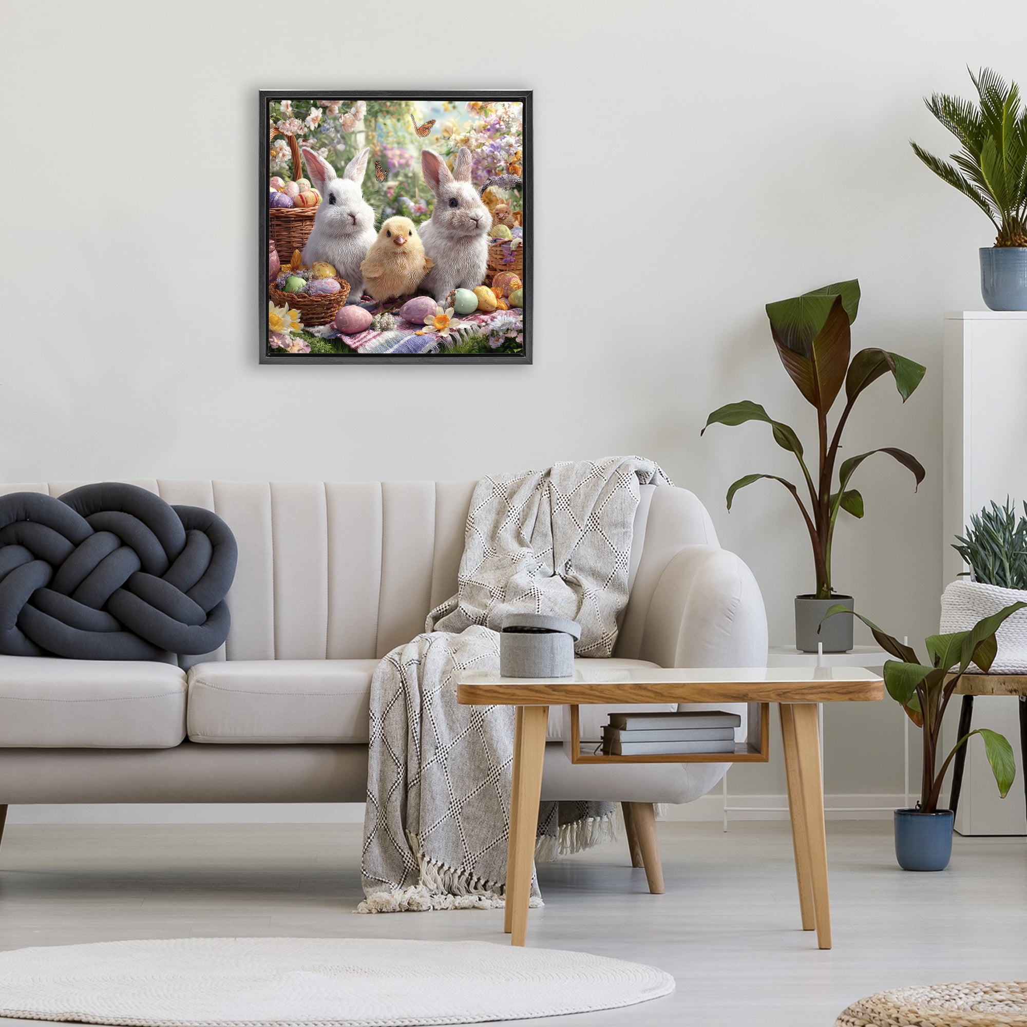 Stupell Industries Easter Animals & Eggs Black Framed Floater Canvas Wall Art, design by The Wands Want