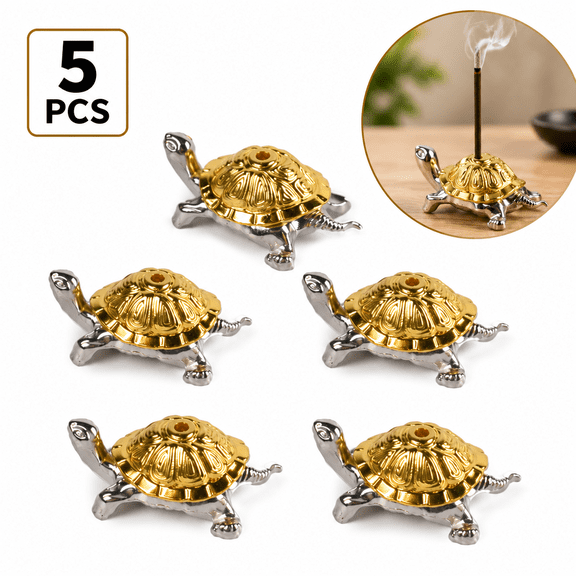 HUIANER 5Pcs Turtle Metal Incense Burner Holder with Ash Catcher for Home Decor