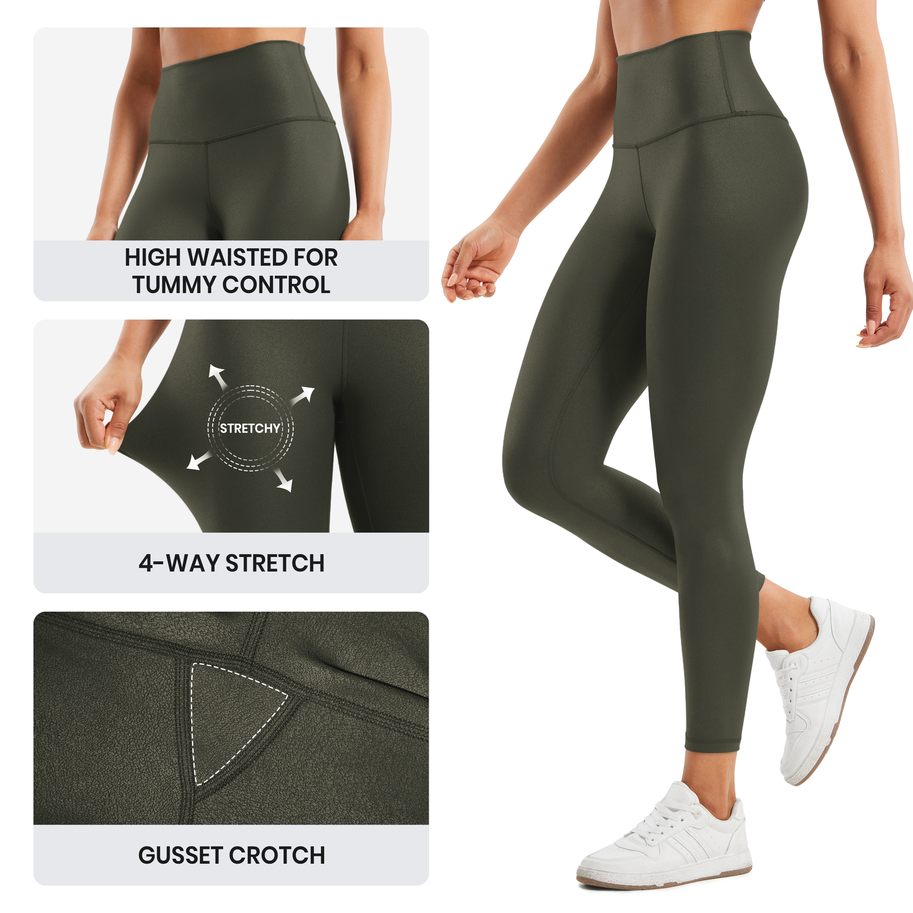 CRZ YOGA Butterluxe Matte Faux Leather Leggings for Women 25 Inches High Waisted