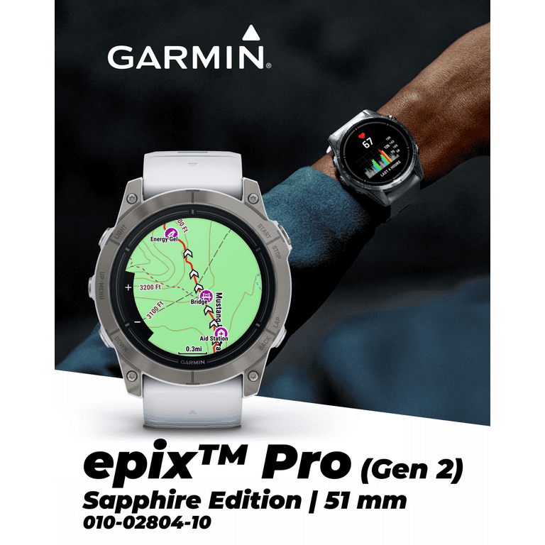  Garmin epix Pro (Gen 2) (Silver/Whitestone) GPS Outdoor Watch, 42mm with AMOLED Display & Built-in Flashlight