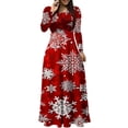 thumbnail image 2 of COSFO Christmas Dresses for Women 2024 Red Casual Crew Neck Long Sleeve Maxi Dresses Flowy Splicing A-Line Dresses, 2 of 5