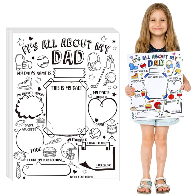 Pósteres para colorear Resurhang Father's Day Colorea tu propio x50