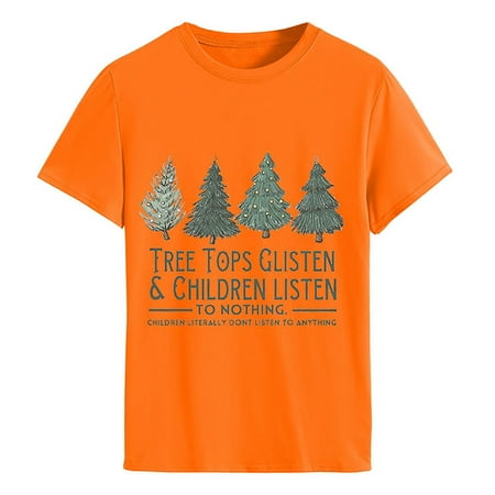 

Plus Size Tops for Women Womens Shirts Women s Christmas Trendy Short Sleeve T Shirt Leisure Blouse Print Tops Nursing Tank Tops Black Corset Top Clearance Orange L