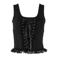 thumbnail image 3 of Baberdicy Camisole Tops for Women Womens Top Top Shirt Vest Lace Gothic Vintage Ruffled Bandage Vest Women's Blouse Women's Tanks & Camis Black, 3 of 9
