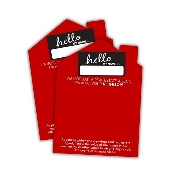 Lashicorn Realtor House Shaped Hello My Name Is 25pk 4x5.5 with Envelopes Real Estate Agent Neighbor Holds Business Card Marketing Pop-By Craft Brown