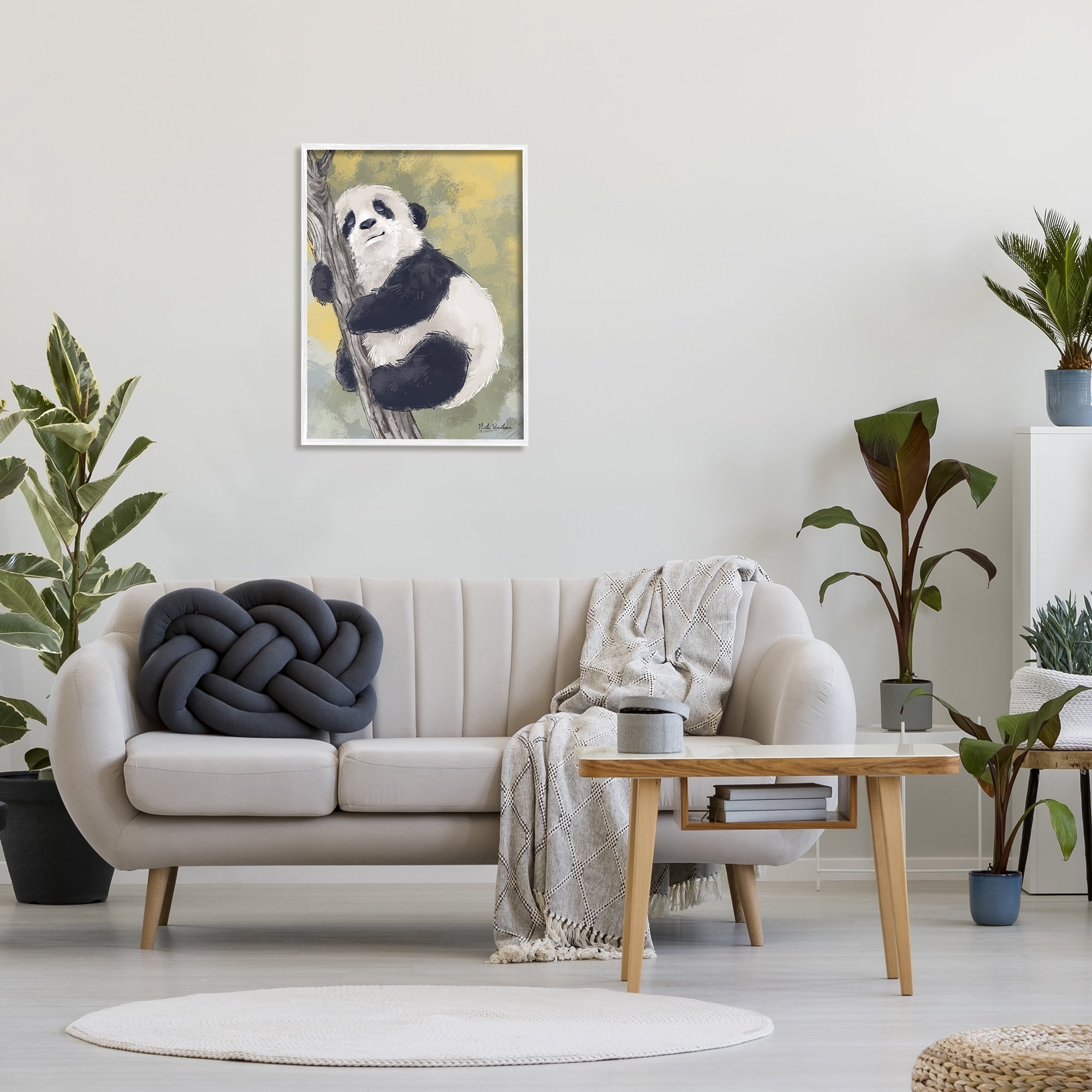 Stupell Industries Panda Cub on Branch Animals & Insects Painting White Framed Art Print Wall Art, 24 x 30