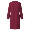 thumbnail image 4 of Women Casual 3/4 Sleeve Dress Crew Neck Button Dresses Dressy Loose Lounge Wear Daily Dress with Pockets, 4 of 5
