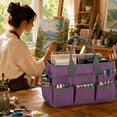 thumbnail image 6 of LAVFOX Large Craft Organizer Tote Bag, Portable Art Storage Caddy with Multiple Pockets, Purple, 6 of 7