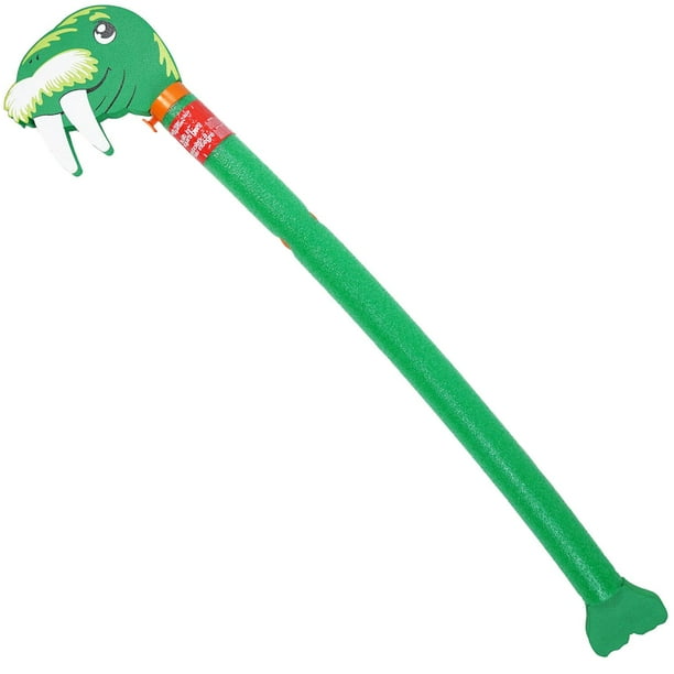 60" Green Walrus Aqua Rider Floating Swimming Pool Squirter Noodle Toy