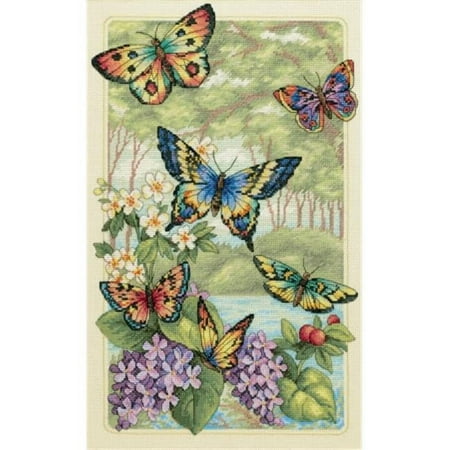 UPC: 0088677352233 | Dimensions Gold Collection Counted Cross Stitch Kit 10 X16 -Butterfly Forest (14 Count)