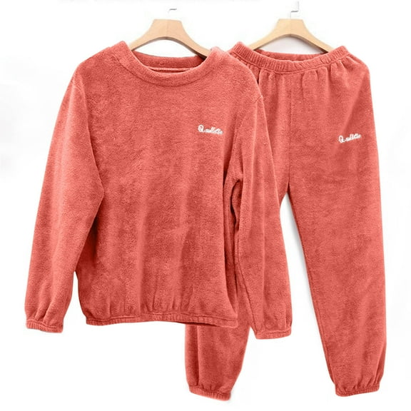 Chbgutlmr Mens Plush Pajama Set Long Sleeve Crew Neck Pullover Cinch Bottom Elastic Waist Trousers Casual Warm Winter Loungewear Homewear Set