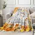 thumbnail image 4 of Bible Verse Fall Throw Blanket, Autumn Thanksgiving Harvest Pumpkins Sunflowers Inspirational Quotes Trust in The Lord Warm and Cozy Fleece Throw Blanket for Bed, Couch, Travel Camping Blankets, 4 of 5