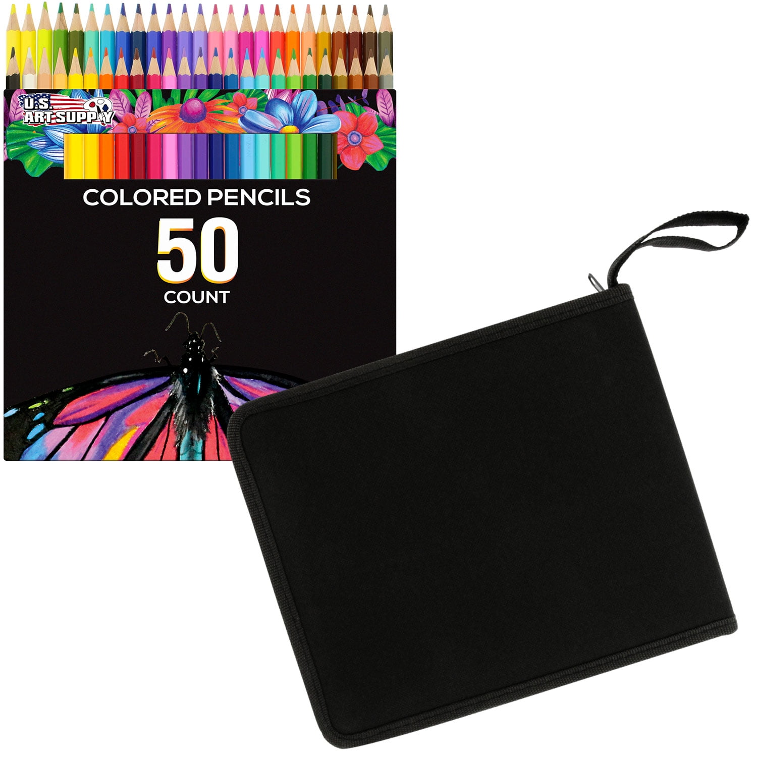 Download Us Art Supply 50 Piece Adult Coloring Book Artist Grade Colored Pencil Set Plastic Carry Case And Bonus Zippered Carry Walmart Com Walmart Com
