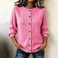 thumbnail image 5 of cocolona Womens Solid Color Sweater Cardigan Button Down Crew Neck Plus Size Knit Cardigan Loose Casual Soft Basic Sweater Sizes XS-4XL, 5 of 5
