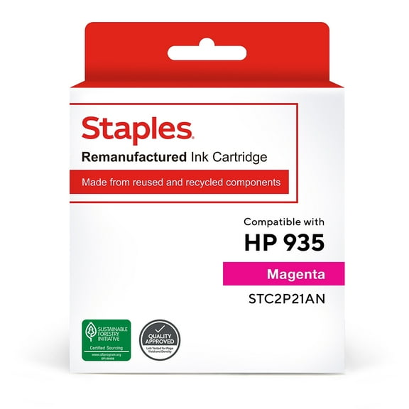 Staples TRU RED Reman Magenta Standard Yield Ink Cartridge Replacement for HP 935 TRC2P21AN