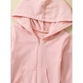 thumbnail image 6 of Qtinghua Newborn Baby Girl Boy Sweatshirt Romper Long Sleeve Zipper Hoodie Jumpsuit with Pocket Clothes Pink 0-3 Months, 6 of 9