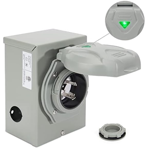 30 Amp Generator Inlet Box with Pre Punched Knockouts, NEMA L5-30P Outdoor Generator Transfer Switch for 3 Prong Generator Cord, 30A Power Inlet Box for Outdoor Use