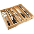 thumbnail image 2 of Pristine Bamboo Silverware Expandable Adjustable Wooden Divider Tray Organizer, 5 Slots, 17x19.3x2.4 Inches, 2 of 9
