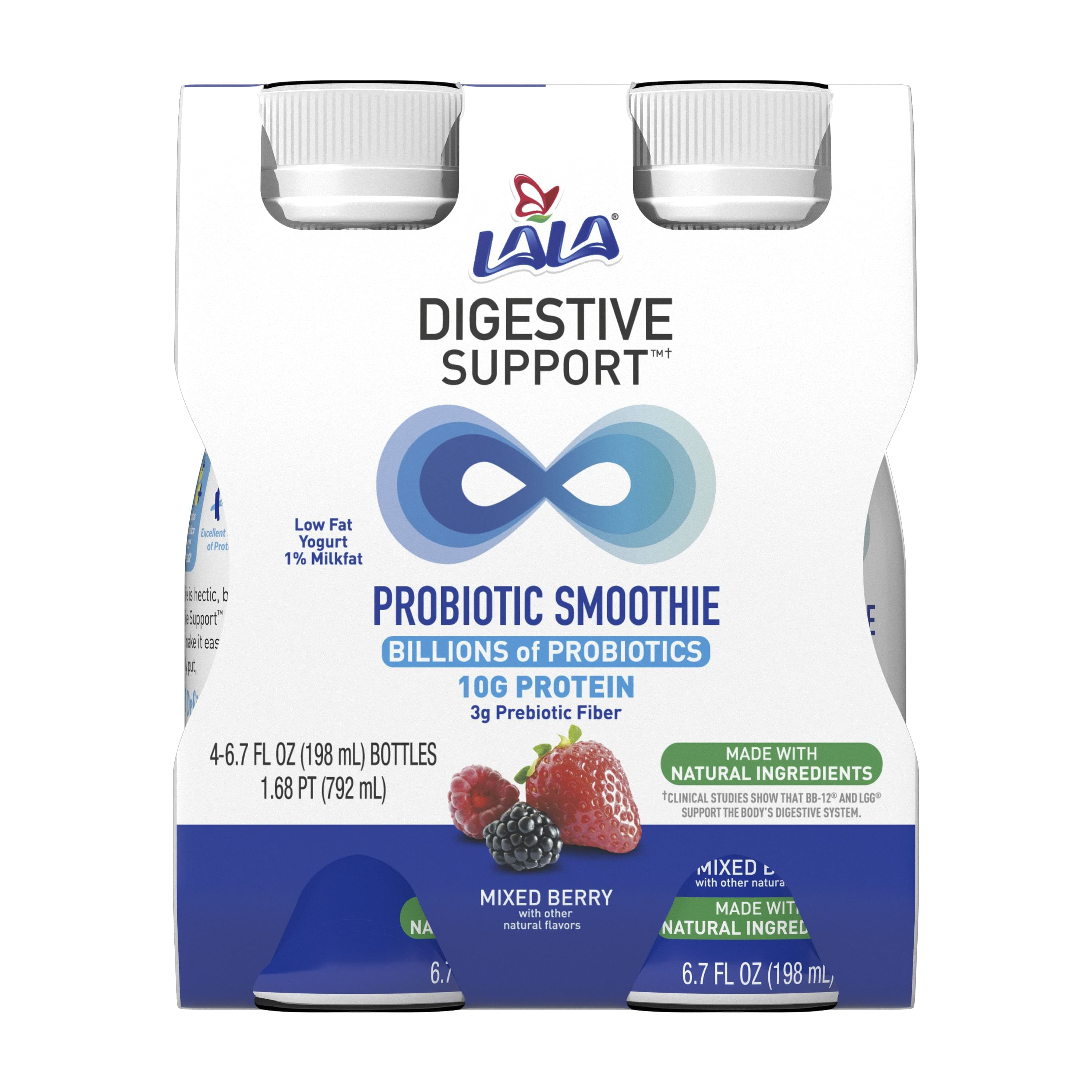 LALA Digestive Support Probiotic Yogurt Protein Smoothie, Mixed Berry