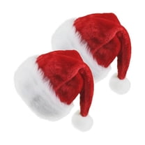 OAO 2pcs Christmas Santa Hat for Adults,Red Velvet and White Plush Brim Unisex Xmas Hat for Christmas New Year Festive Holiday Party Supplies